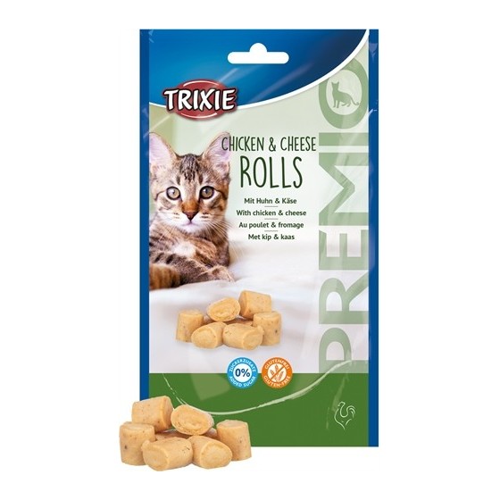 Trixie Premio Kip & Kaas Rolletjes Voor Katten Glutenvrij 50 GR