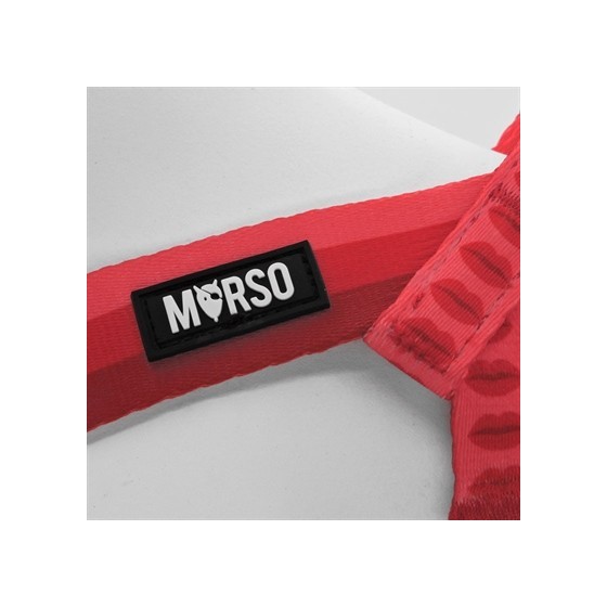 Morso Mini Hondentuig Verstelbaar Gerecycled Lipstick Roze 32-41X2,5 CM
