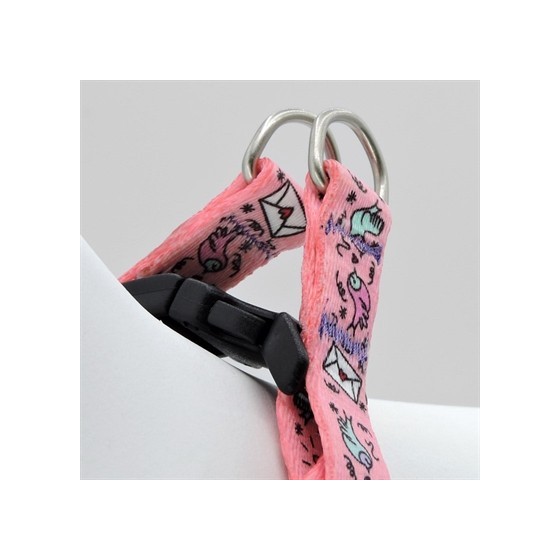 Morso Mini Hondentuig Verstelbaar Gerecycled Sweet Tweet Roze 29-38X2,5 CM