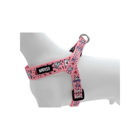 Morso Mini Hondentuig Verstelbaar Gerecycled Sweet Tweet Roze 32-41X2,5 CM