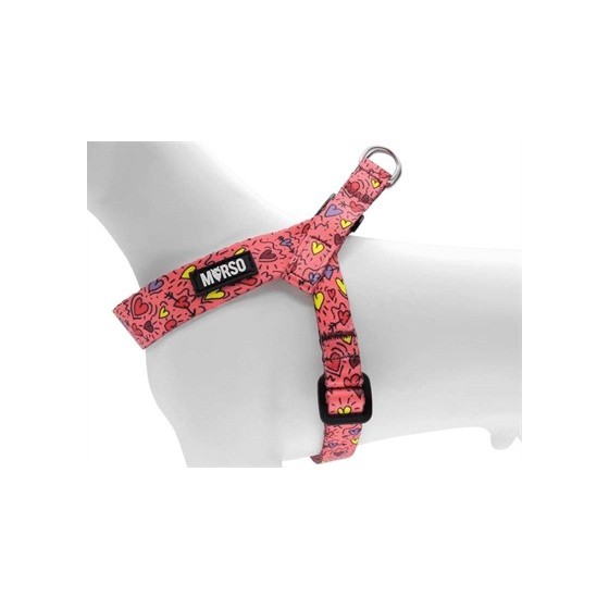 Morso Mini Hondentuig Verstelbaar Gerecycled Pink Think Roze 24-32X1,5 CM