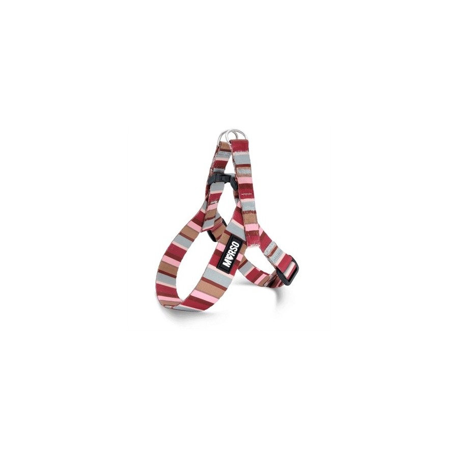 Morso Mini Hondentuig Verstelbaar Gerecycled Skyline Rood / Roze 29-38X2,5 CM