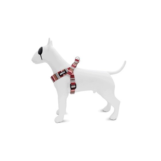 Morso Mini Hondentuig Verstelbaar Gerecycled Skyline Rood / Roze 29-38X2,5 CM