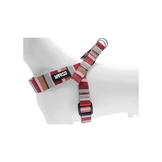 Morso Mini Hondentuig Verstelbaar Gerecycled Skyline Rood / Roze 29-38X2,5 CM