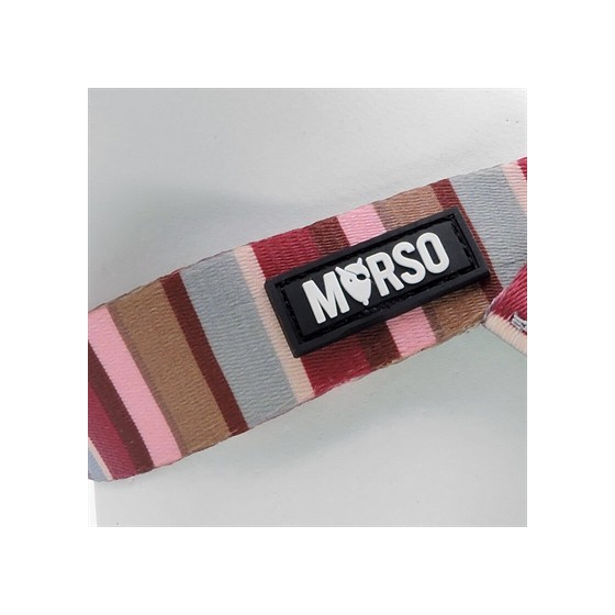 Morso Mini Hondentuig Verstelbaar Gerecycled Skyline Rood / Roze 29-38X2,5 CM