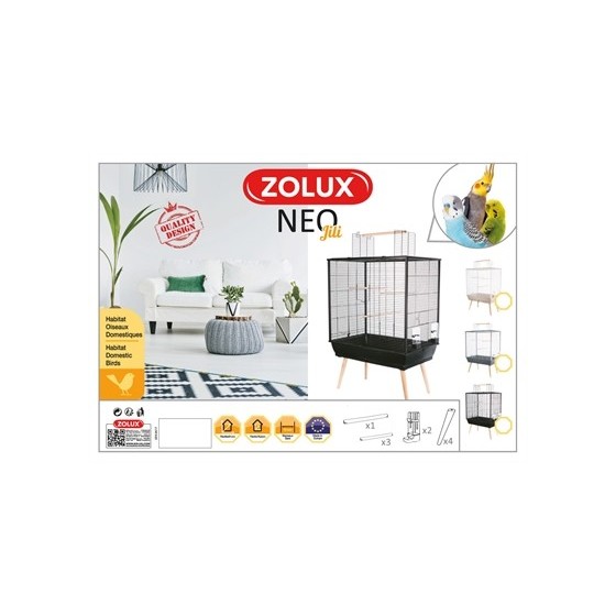 Zolux - Vogelkooi Neo Jili Zwart, 78x48x81/112 cm