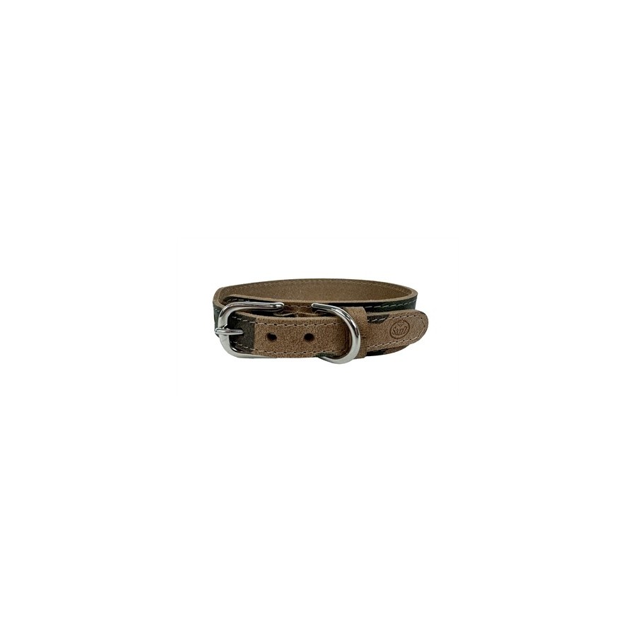 Sazzz Halsband Hond Boho Vintage Leer Camouflage 32-39X3 CM