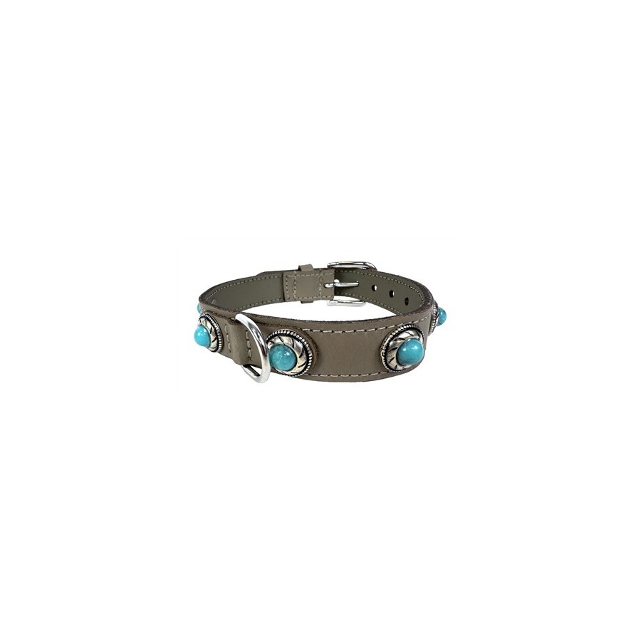 Sazzz Halsband Hond Adventure Stone Classic Leer Taupe 42-50X2,5 CM