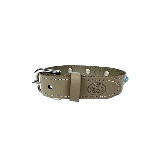 Sazzz Halsband Hond Adventure Stone Classic Leer Taupe 42-50X2,5 CM