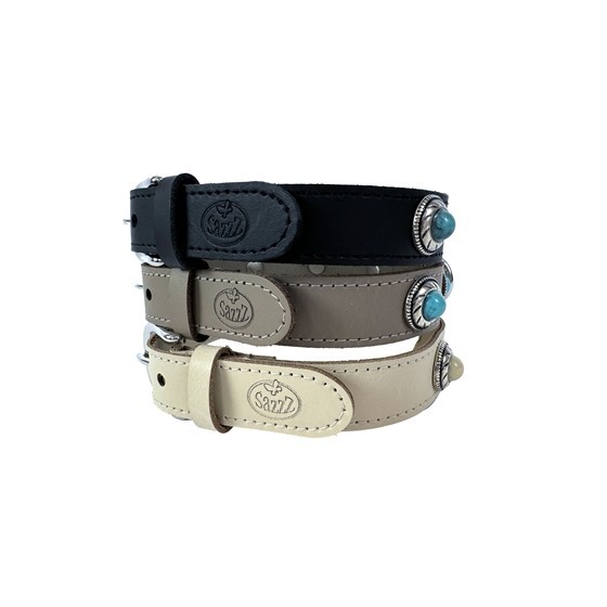 Sazzz Halsband Hond Adventure Stone Classic Leer Taupe 42-50X2,5 CM