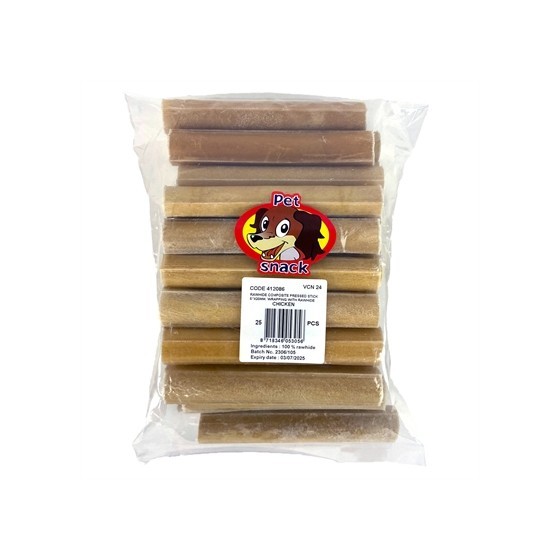 Petsnack Geperste Staaf Met Kip 5 INCH 12,5 CM 15 MM 25 ST