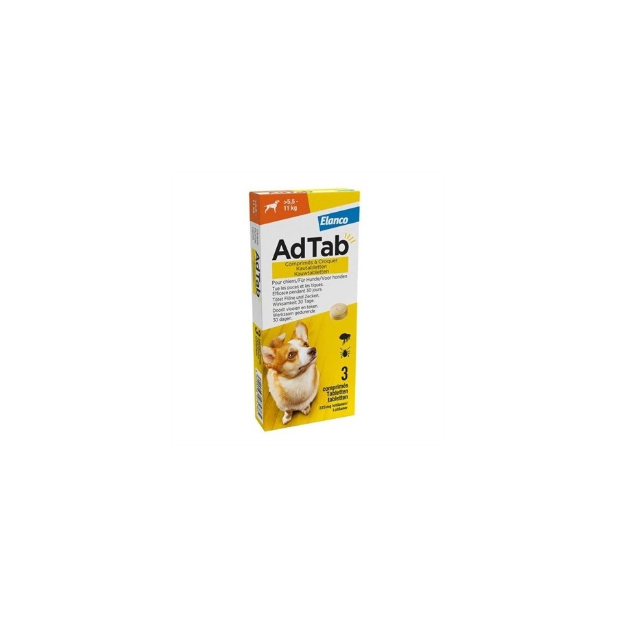 Adtab - Kauwtablet Hond 5,5 - 11kg. 3 Tabletten