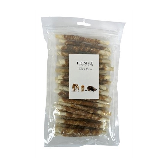 Petstyle Living - Gedraaide Stick met Eend. 12,5cm 7/8mm, 30 stuks