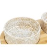 Trixie Set Voerbak / Waterbak Keramiek / Bamboe Wit / Natuur 2X300 ML 30X6X15 CM