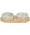Trixie Set Voerbak / Waterbak Keramiek / Bamboe Wit / Natuur 2X800 ML 39X8X20 CM
