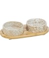Trixie Set Voerbak / Waterbak Keramiek / Bamboe Wit / Natuur 2X800 ML 39X8X20 CM