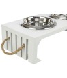 Trixie Be Nordic Set Voerbak / Waterbak Hout / Rvs Wit 2X900 ML 44X21X14 CM