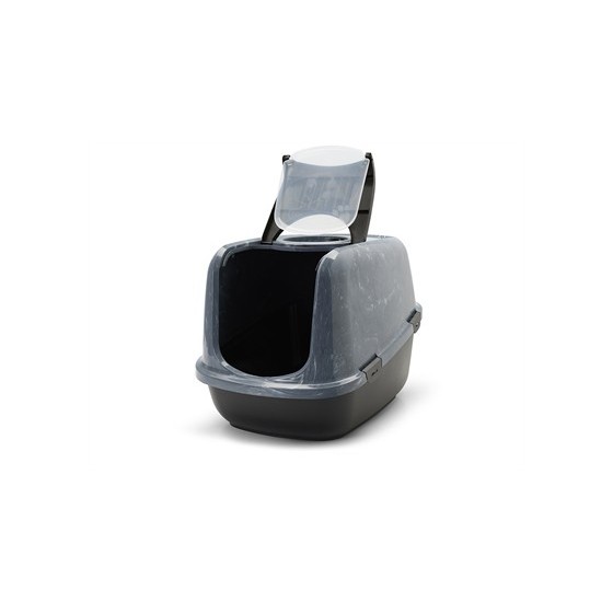 Savic Kattenbak Nestor Jumbo Marble Grijs / Zwart 66,5X48,5X46,5 CM