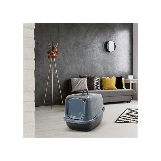 Savic Kattenbak Nestor Jumbo Marble Grijs / Zwart 66,5X48,5X46,5 CM