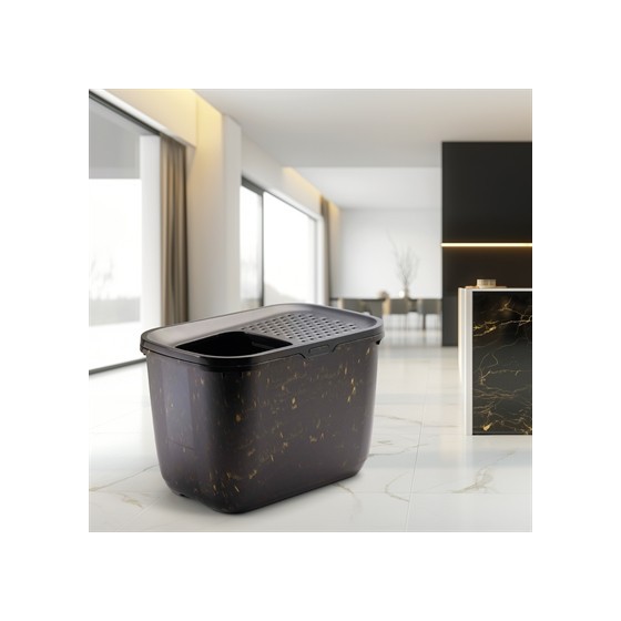 Savic Kattenbak Hop In Marble Zwart / Goud 58,8X39X39,5 CM