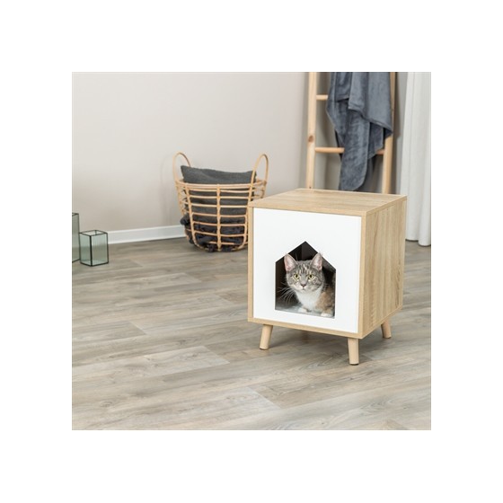 Trixie Kattenmand Huis Isa Houtlook Lichtbruin / Wit 40X40X50 CM