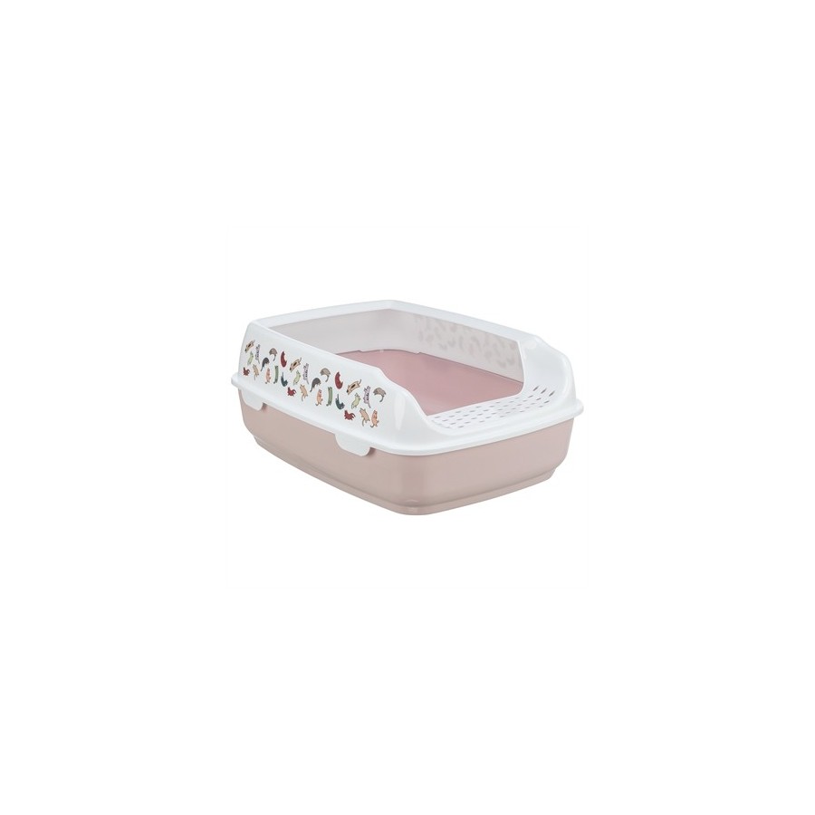 Trixie Kattenbak Delio Met Rand Bedrukt Lichtroze / Wit 50X38X20 CM