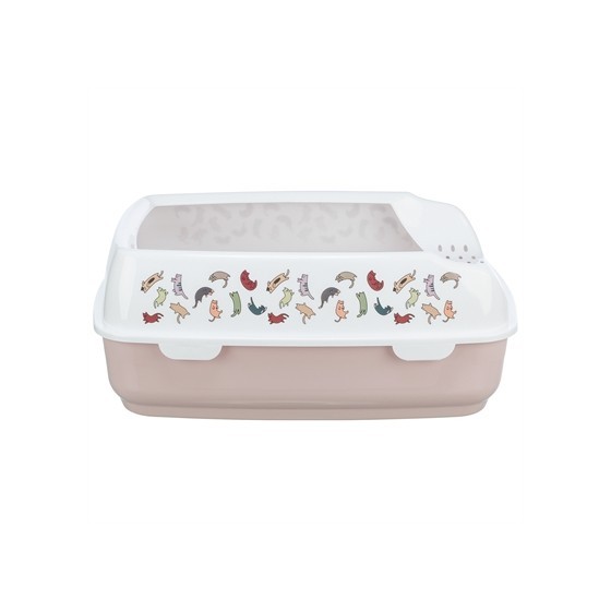 Trixie Kattenbak Delio Met Rand Bedrukt Lichtroze / Wit 50X38X20 CM