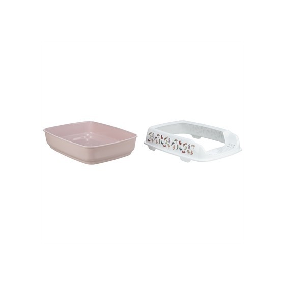 Trixie Kattenbak Delio Met Rand Bedrukt Lichtroze / Wit 50X38X20 CM