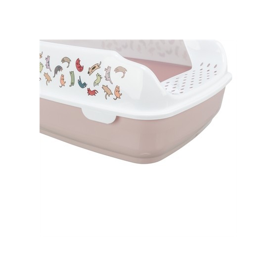 Trixie Kattenbak Delio Met Rand Bedrukt Lichtroze / Wit 50X38X20 CM