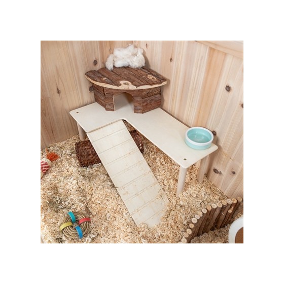 Trixie - Platform Met Helling Voor Muizen / Hamsters Onbehandeld Hout. 47x30x25cm