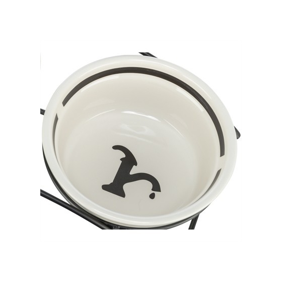 Trixie Drinkbak Hond Water Keramiek Wit / Zwart 2,6 LTR 25 CM