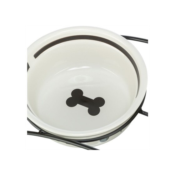 Trixie Voerbak Hond Food Keramiek Wit / Zwart 600 ML 15 CM