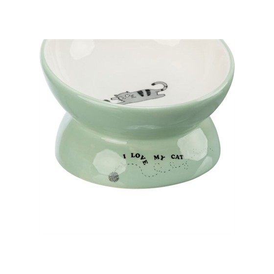 Trixie Voerbak / Drinkbak Kat Verhoogd Keramiek Salie / Wit 150 ML 13 CM