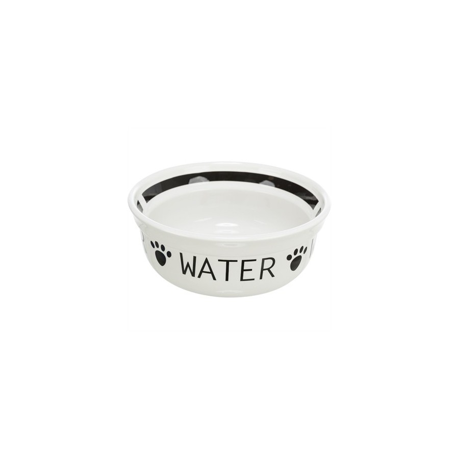 Trixie Drinkbak Hond Water Keramiek Wit / Zwart 1,6 LTR 20 CM