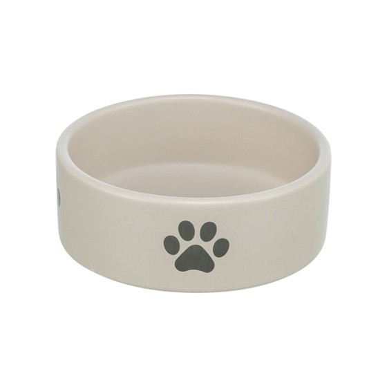 Trixie - Voerbak / Drinkbak Hond Pootmotief Keramiek Lichtgrijs / Grijs 800ml 16cm