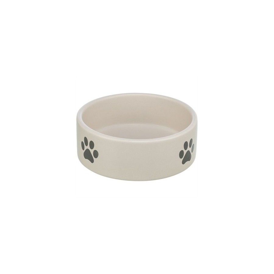 Trixie - Voerbak / Drinkbak Hond Pootmotief Keramiek Lichtgrijs / Grijs 1,4l 20cm