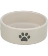 Trixie - Voerbak / Drinkbak Hond Pootmotief Keramiek Lichtgrijs / Grijs 1,4l 20cm