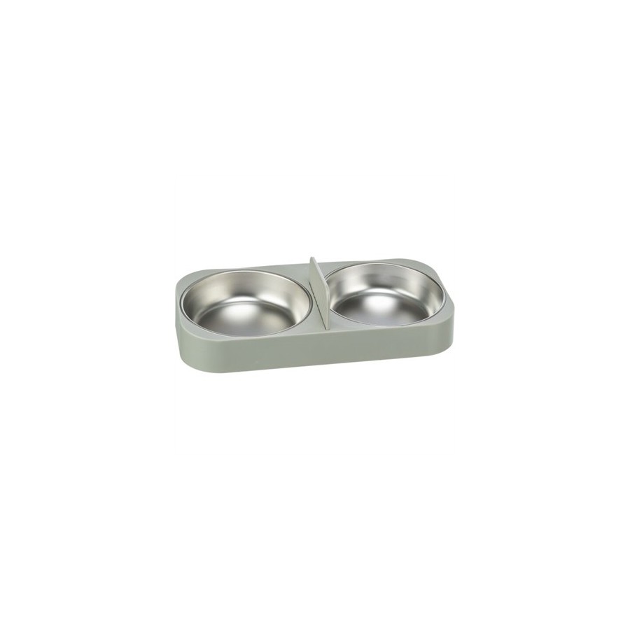 Trixie Voer & Drinkbak Kunststof / Rvs Wit. 32x16x5cm 2x500ml