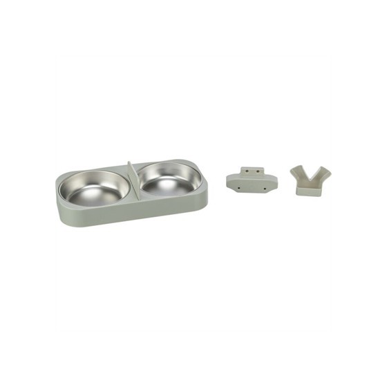Trixie Voer & Drinkbak Kunststof / Rvs Wit. 32x16x5cm 2x500ml