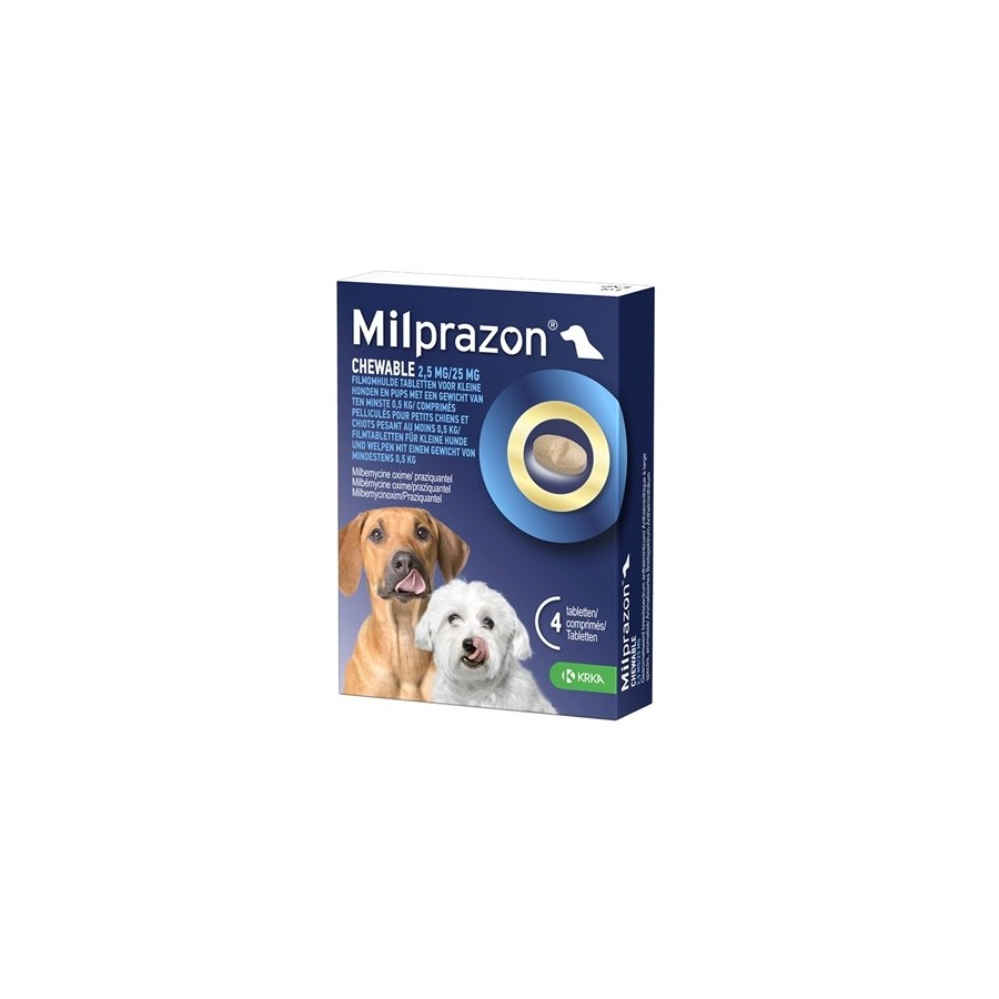 Krka - Milprazon Kauwtabletten Ontwormingstabletten Hond 0,5kg 2,5mg/25mg 4tbl