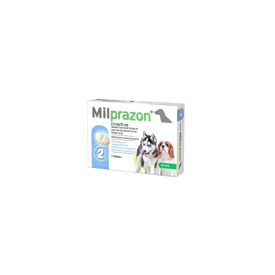 Krka - Milprazon Ontwormingstabletten Hond, 0,5kg 2,5mg/25mg 2tbl