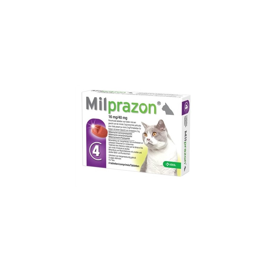 Krka - Milprazon Ontwormingstabletten Kat, 2kg 16mg/40mg 4tbl