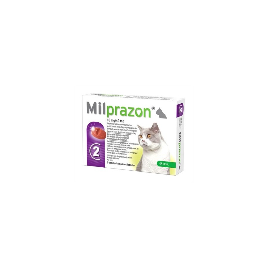 Krka - Milprazon Ontwormingstabletten Kat 2kg 16mg/40mg 2tbl