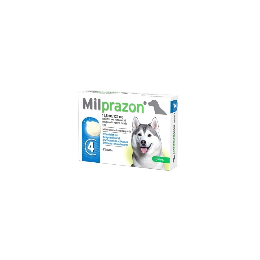 Krka - Milprazon Ontwormingstabletten Hond 5kg 12,5mg/125mg 4tbl