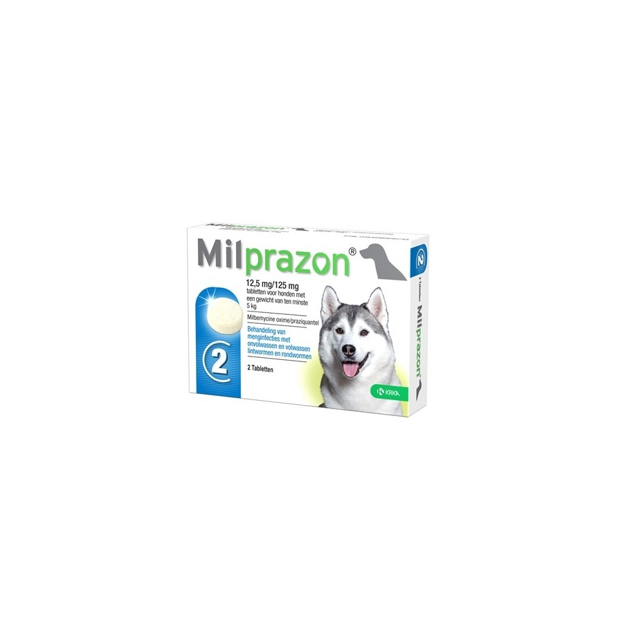 Krka - Milprazon Ontwormingstabletten Hond, 5kg 12,5mg / 125mg 2tbl