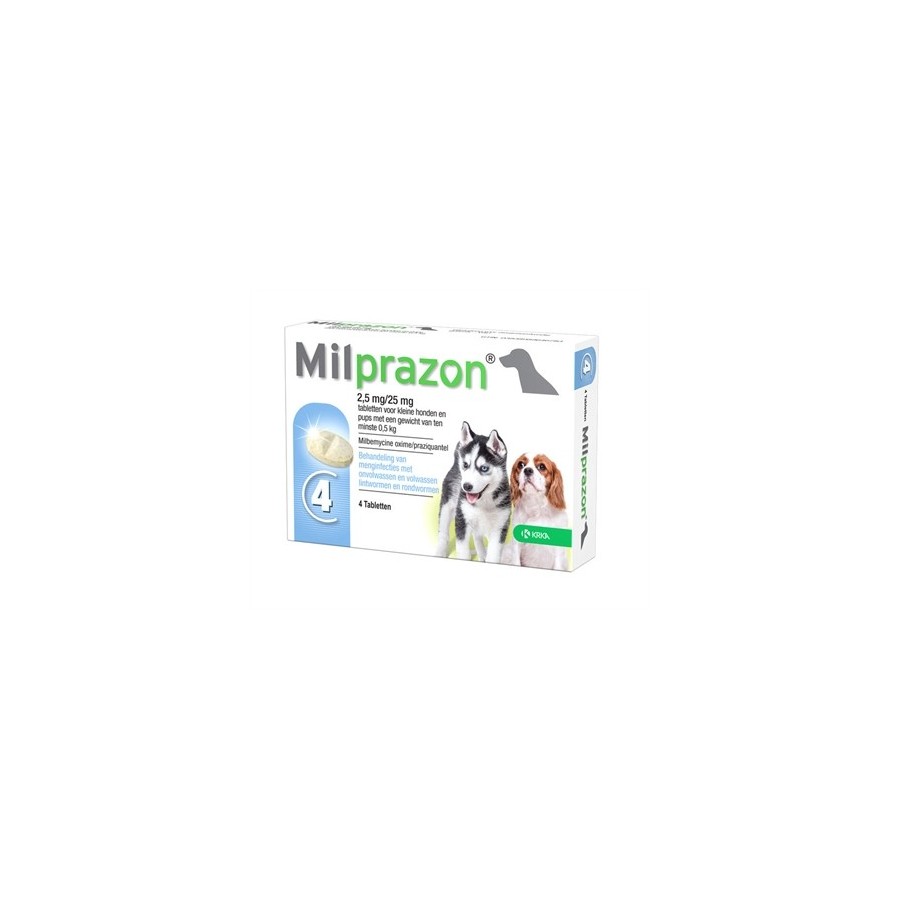 Krka - Milprazon Ontwormingstabletten Hond. 0,5kg 25 mg. 4 Tabletten