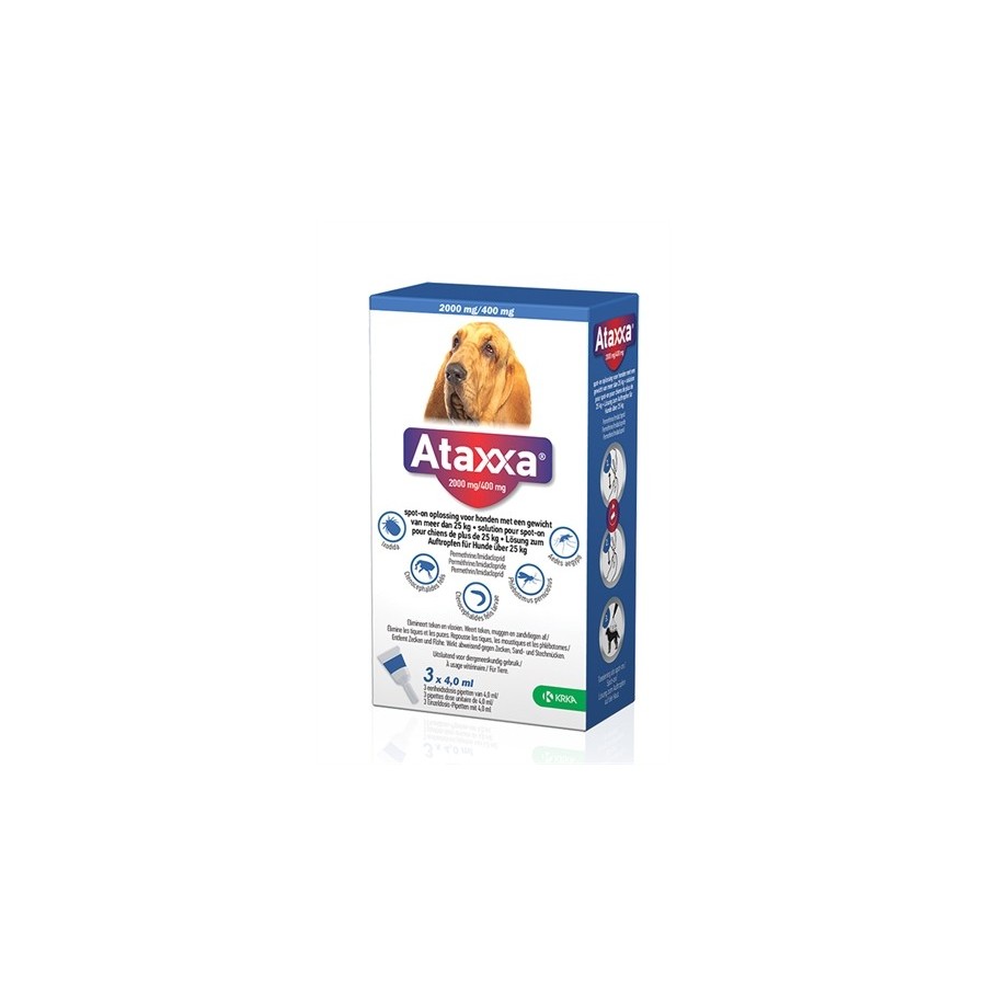 Krka - Ataxxa Spot On Hond 25 KG, 3 pipetten a 400mg