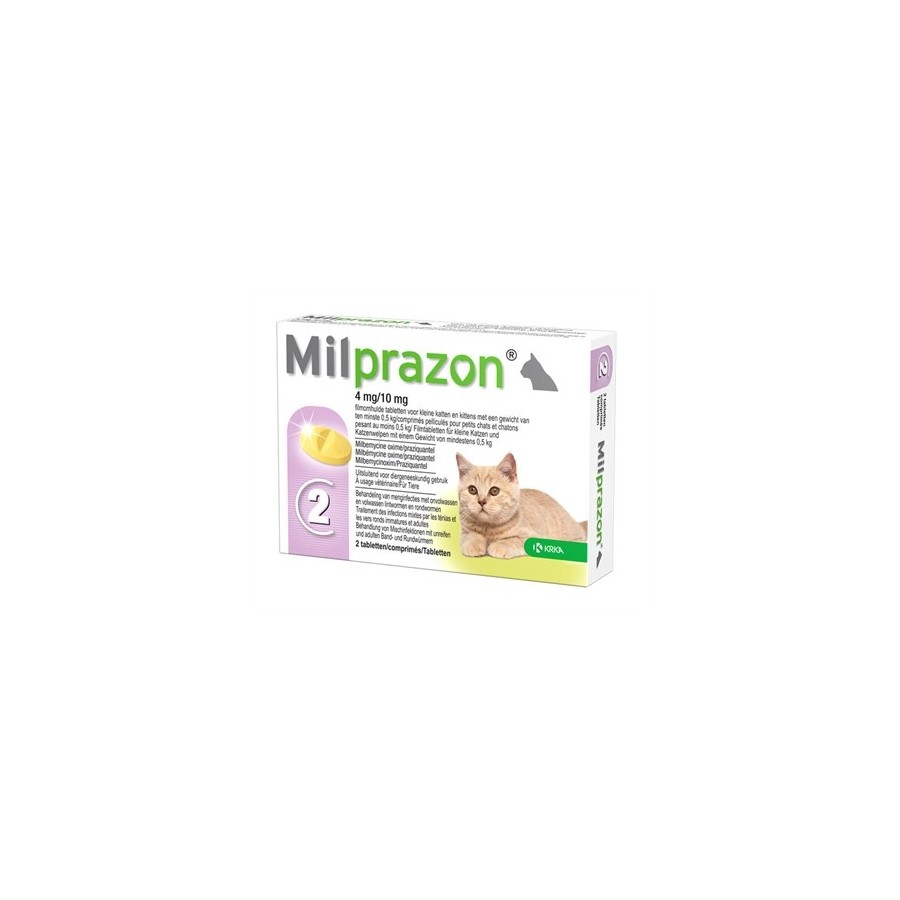 Krka - Milprazon Ontwormingstabletten Kat 0,5kg 4 -10mg, 2 Tabletten