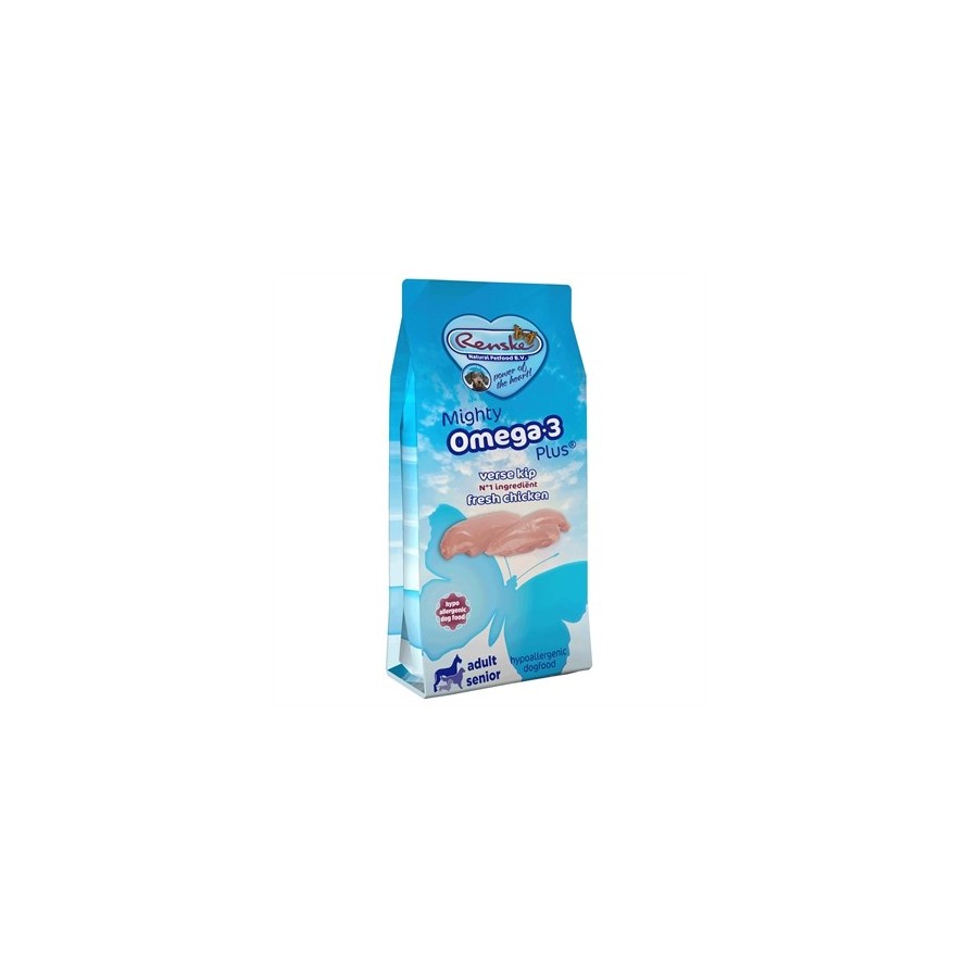 Renske Mighty - Omega Plus Kip/Rijst, Adult / Senior. 12kg