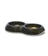 Savic - Voerbak Delice Dubbel Marble Zwart / Goud 26x15,5x4cm 2x200ml